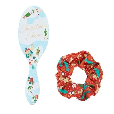 Abbildung von Wet Brush Festive Elf Orginal Detangler Ultra Soft Borsten für alle Haartypen, nass, trocken oder beschädigt, 1 Bürste und ein Haargummi mit jedem festlichen Pinsel Geschenkset.