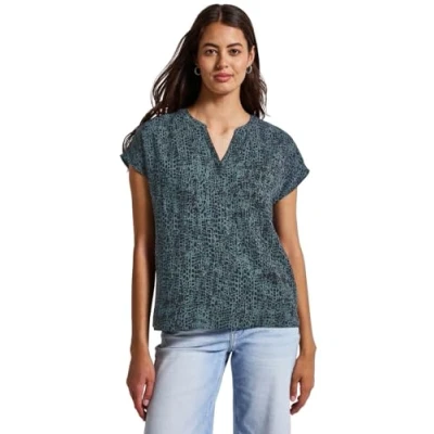 Abbildung von STREET ONE Damen 3411792 Minimal Print Blusenshirt, Deepwater Blue, 46
