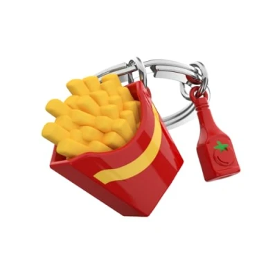 Abbildung von O meta[l]morphose METALMORPHOSE Schlüsselanhänger Pommes Frites und Ketchup, Fun, Fastfood originelles Geschenk für Damen Herren, rot, one size
