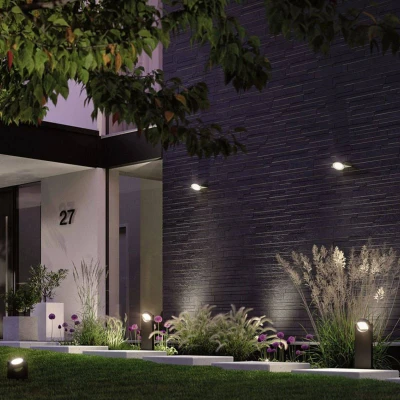Abbildung von Paulmann 94406 LED Außenleuchte Außenwandleuchte Swivea mit kardanisch 360 beweglichem Lichtkopf IP44 incl. 1x8 Watt Außenlampe 3000 K, Anthrazit