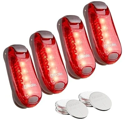 Abbildung von ABSINA 4er Pack LED Blinklicht Sicherheitslicht Schulranzen Clip Licht mit Klettband als Beleuchtung, Lampe Kinderwagen, Jackenlampe, Joggen, Hundelicht, Blink Lichter Kinder