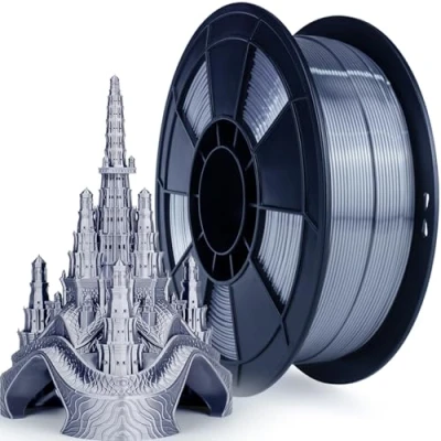 Abbildung von ZIRO Silk Filament 1.75mm PLA, 3D Drucker Seide PLA Serie 1kg, Durchmessertoleranz bei +/ 0.03mm, Silber Grau