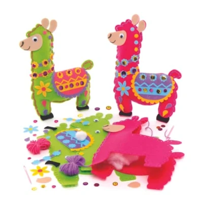 Abbildung von Baker Ross AX737 Llama Kissen Nähsets, Packung mit 2 Anfänger Stickerei Kits, tolle Kunst und Handwerk für Kinder, Mittel