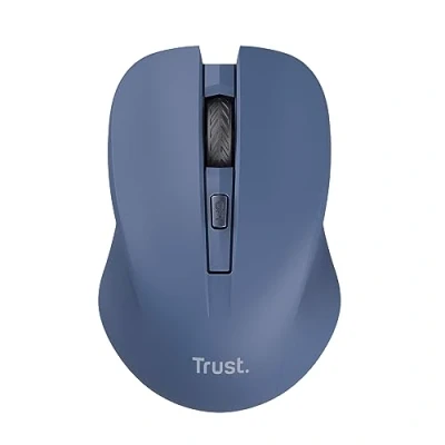 Abbildung von Trust Mydo Leise Funkmaus, 82% aus Recyclingkunststoff, 1000 1800 DPI, Verstaubarer USB Mikroempfänger, RF 2.4GHz, für Rechts und Linkshänder, Maus Kabellos Laptop, PC, Mac Blau