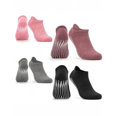 Abbildung von Occulto Damen &amp; Herren Yoga Socken 2 4er Pack (Modell: Mady) 4 Paare Schwarz Grau Pink Rot 35 38