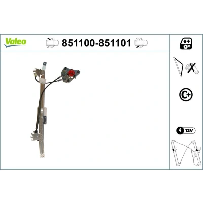 Abbildung von Valeo Fensterheber hinten links elektrisch ohne Elektromotor mit Komfortfunktion 851100 SEAT: Altea, Altea XL, Toledo 3