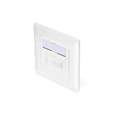 Abbildung von DIGITUS Anschlussdose Cat 6A 2 Port RJ45 Unterputz Netzwerk Dose Zuführung Vertikal Designfähig Reinweiß