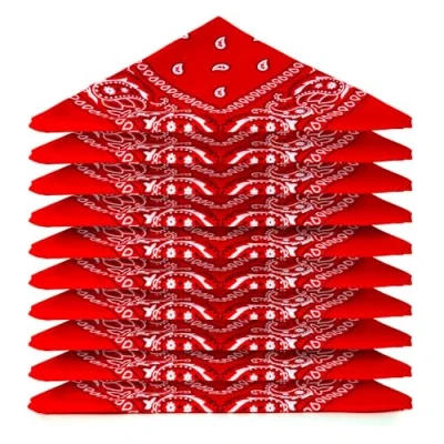 Abbildung von Karl Loven Bandanas 10er Pack 100% Baumwolle Paisley Halstuch Kopf Hals Schal (10er Pack, Rot)