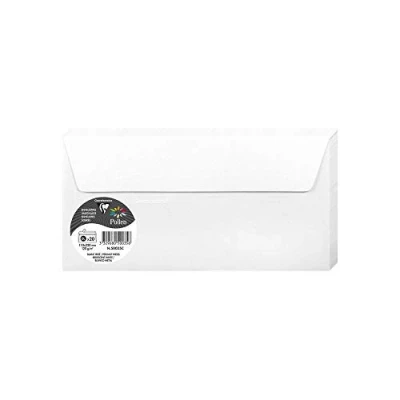 Abbildung von Clairefontaine 50035C Packung mit 20 Umschlägen Pollen, Format DL, 11x22cm, 120g, ideal für Einladungen und Korrespondenz, Weiß Perlmutt, 1 Pack, perlweiß