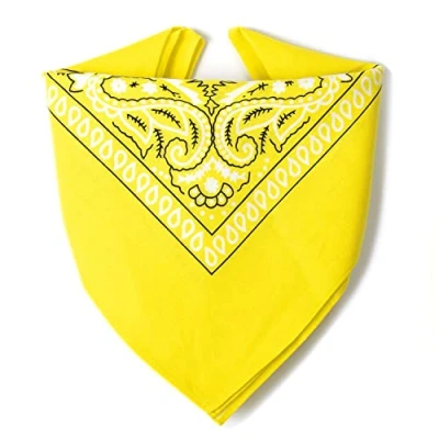 Abbildung von Karl Loven Bandana Gelb 100% Baumwolle Premium Qualität für Damen Herren Halstuch Kopftuch original Paisley Muster Headwear Haar Schal Ansatz Handgelenk Kopf Biker