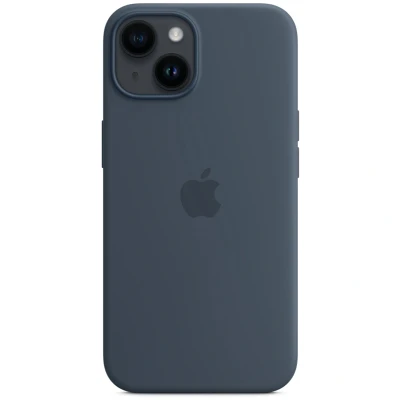 Abbildung von Apple Magsafe Silikon Back Cover Blau iPhone 14