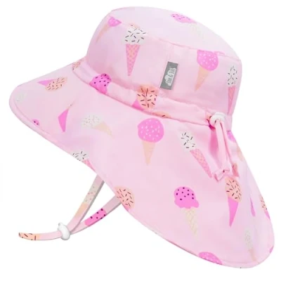 Abbildung von Jan &amp; Jul Baby Sonnenhut für Mädchen mit Verstellbarem Kinnriemen (M: 6 24 Monate, Rosa Eiscreme)