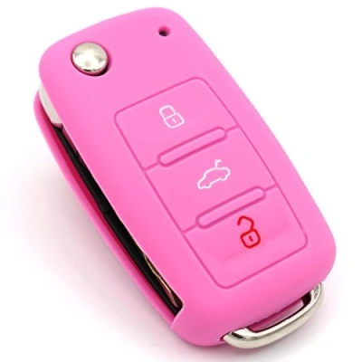 Abbildung von CYK www. CoverYourKey .de Schlüssel Hülle VA für 3 Tasten Auto Silikon Cover von Finest Folia (Rosa)