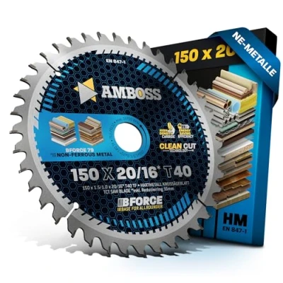 Abbildung von HM Kreissägeblatt 150x20 16 Z40 Trapez Flachzahn für Aluminium. AMBOSS WERKZEUGE® Sägeblatt 150mm +Reduzierring 20mm. 150x16 komp. zu BOSCH GB 1923. GKS 12 V. 46. PKS 18 LI. 48. 416