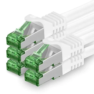 Abbildung von 1aTTack.de 1 M Cat.7 Netzwerk Kabel 5 Stück Cat7 Patch Lan Ethernet RJ45 10 Gbit/s (Alle Internetgeschwindigkeiten) Weiß Meter