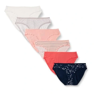 Abbildung von Amazon Essentials Damen Bikinihose aus Baumwolle (in Übergröße erhältlich), 6er Pack, Mehrfarbig/Punkte/Sterne/Streifen, 44