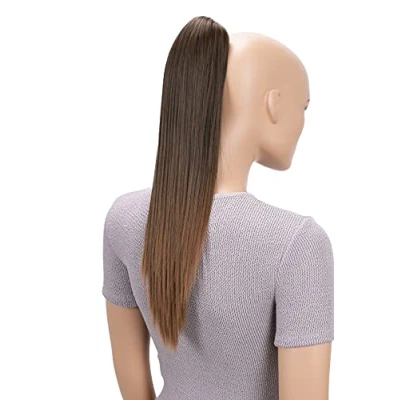 Abbildung von CAISHA 50cm Clip on Zopf Haarteil Pferdeschwanz Haarverlängerung Kunsthaar Glatt Braun Mix H59