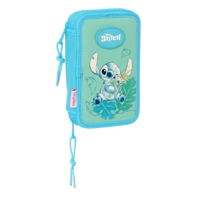 Abbildung von Stich Aloha Schulmäppchen für Kinder, Federmäppchen mit Farben, 28 nützlichen Utensilien, ideal Kinder von 5 bis 14 Jahren, bequem und vielseitig, Qualität Widerstandsfähigkeit, 12,5 x 4