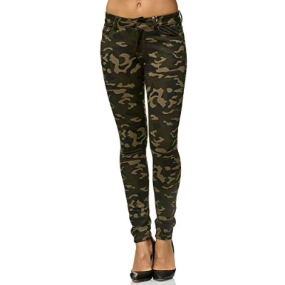 Abbildung von Elara Damen Stretch Hose Skinny Fit Jegging Chunkyrayan A92 Army 46 (3XL)