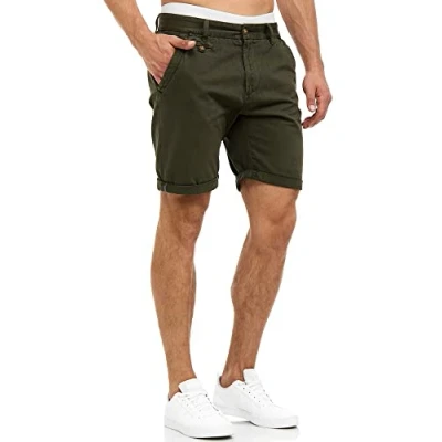 Abbildung von Indicode Herren Cuba Chino Shorts mit 5 Taschen aus 100% Baumwolle Bermuda Sommershorts für Männer Grün Army S