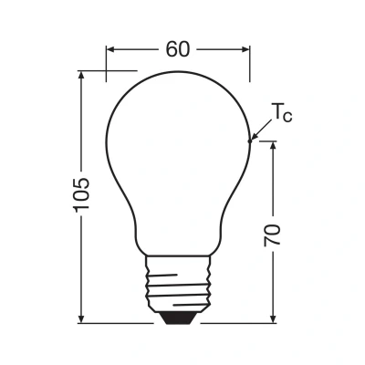 Abbildung von Osram Energy Class LED Lampe in klassischer Kolbenform, 3.8 W / 806 lm, EEK A, kaltweißes Licht (4000 K), CRI 80, aus gefrostetem bleifreiem Glas, E27 Sockel, IP20, 60 mm Durchmesser.