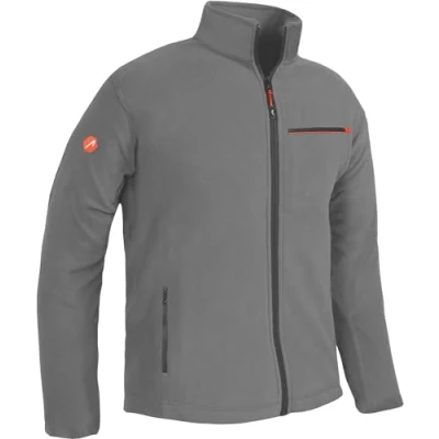 Abbildung von ACE Fleece Jacke warme Outdoor für Männer Herren ohne Kapuze Reißverschluss &amp; drei Taschen Grau XL