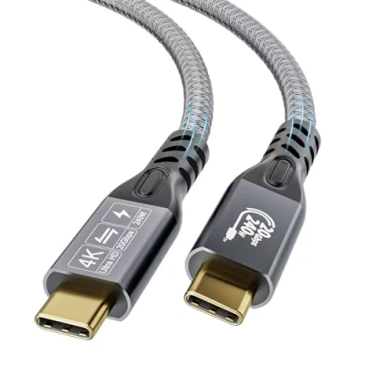 Abbildung von YIWENTEC USB C Cable to 3.2 Male Gen2X2 Type Charging Cable, 20Gbps Data Transfer, 240W 48V/5A Fast 4K@60Hz Video Transfer (Straight, 0.5m)