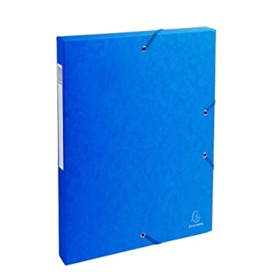 Abbildung von Exacompta 50302E 8er Pack Premium Sammelboxen Aufgebaut mit Gummizug 25 mm breit aus extra starkem Colorspan Karton Rückenschild für DIN A4 Archivbox Heftbox Dokumentenbox Sammelmappe blau