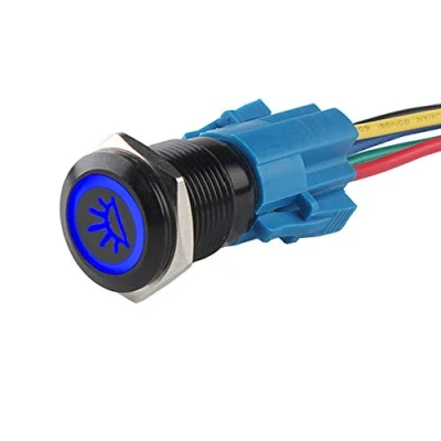 Abbildung von ETOPARS Schwarze Schale 19mm KFZ Kippschalter Wippschalter Druckschalter Schalter Drucktaster 12V Blau Licht Metall Innere Steckdose Stecker