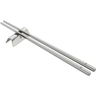 Abbildung von WMF Nuova Chopstick 6 teilig, Essstäbchen mit Besteckbänkchen für 2 Personen Cromargan Edelstahl rostfrei poliert spülmaschinengeeignet