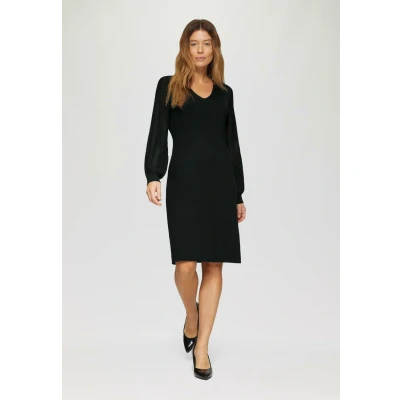 Abbildung von s.Oliver Black Label MIT Semitransparenten ÄRMELN Strickkleid, Damen, Größe: 34, Schwarz
