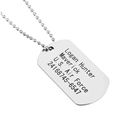 Abbildung von FASCHINFEVER Erkennungsmarke silber, Hundemarke US Army Dog Tag Kette als Soldaten Accessoire für Fasching &amp; Karneval