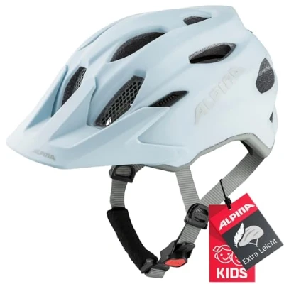 Abbildung von ALPINA CARAPAX JR. Leichter, Robuster &amp; Sicherer Fahrradhelm Mit Fliegennetz Optionalen LED Licht Für Kinder, dove blue grey matt, 51 56 cm