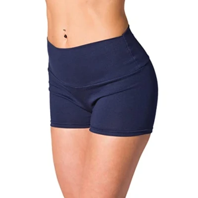 Abbildung von Alkato Damen Sport Shorts mit Hohem Bund Hotpants Radlerhose Long Shorts, Farbe: Dunkelblau, Größe: 40