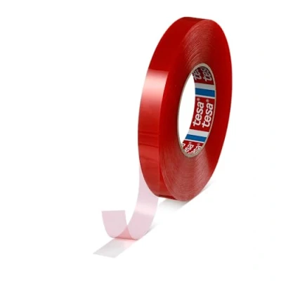 Abbildung von Tesa 4965 Next Gen Doppelseitiges Klebeband, Hohe Scherfestigkeit und Temperaturbeständigkeit, Hochwertiger Acrylatkleber, Transparent, Biomasse ausgeglichen (19 mm x 50 m)