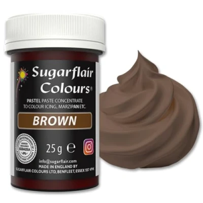 Abbildung von Sugarflair Lebensmittelfarbe Pasta Pastel Brown, Lebensmittel Farbe für Fondant und Marzipan, Spectral Concentrated Paste Colours 25g