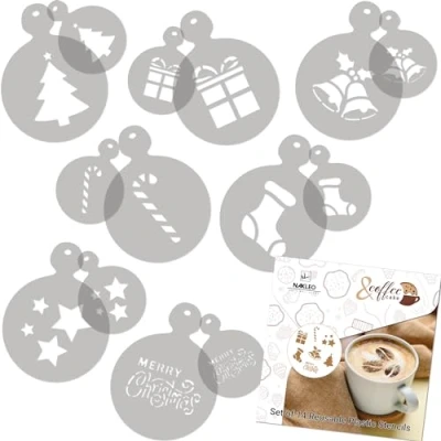 Abbildung von NAKLEO Kaffee Kekse Dekoration Wiederverwendbar Plastik Backen Schablone 7x7cm und 11x11cm Weihnachten Winter Kunst Basteln DIY Plätzchen Gebäck Biskuits Kuchen Glasur Küche Zuckerguss