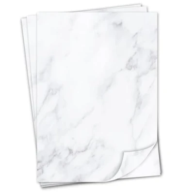 Abbildung von Briefpapier Set Marmor Motiv I 50 Blatt 90 g/m² DIN A4 stilvolles Schreibpapier vielseitig verwendbar weiß grau Geburtstag Urkunde Speisekarte dv_400