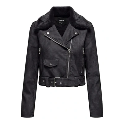 Abbildung von ONLY Onlmacy Washed Biker Kunstlederjacke, Damen, Größe: Large, Phantom