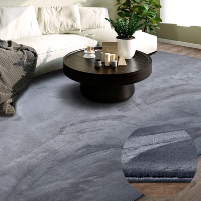 Abbildung von Villeroy &amp; Boch Shaggy Teppich Leon - Flauschiger Hochflor - Wohnzimmerteppich - Anthrazit - 80x150 cm