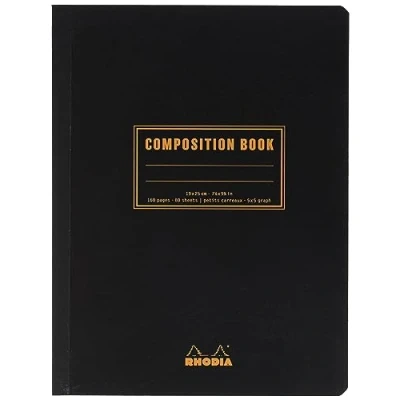 Abbildung von Rhodia 119229C Heft Softcover Composition Book B5 (19x25 cm), 80 Blatt, kariert, Clairefontaine Papier weiß 80g, Cover schwarz, 1 Stück