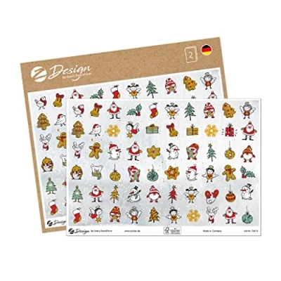 Abbildung von AVERY Zweckform 120 Aufkleber Weihnachten Sterne Weihnachtsmann Lebkuchen (Made in Germany, Weihnachtssticker auf A5 Bogen mit Goldprägung, Papier selbstklebend, Weihnachtsdeko, gold) 54614