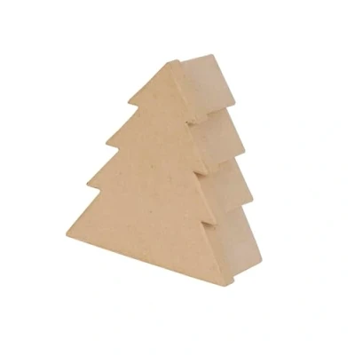 Abbildung von Décopatch BT058C Schachtel (aus Pappmaché, Größe S, 8 x 18,5 20 cm, zu Personalisieren, 1 Stück, Tannnenbaum, Box Tannenbaum S