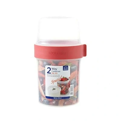 Abbildung von LOCK &amp; Two Way Müsli to go Becher aus Kunststoff Kleine Lunchbox mit Schraubdeckel und Zwei Behältern 560 ml 310