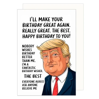 Abbildung von Edition Seidel Premium Geburtstagskarte mit Umschlag. Glückwunschkarte Grußkarte Karte Spruch Geburtstag Happy Birthday Mann Frau Amerika Trump lustig (G3689 SW024)