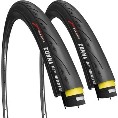 Abbildung von Fincci Paar Rennrad FaltReifen unplattbar 700x25c mit 1 mm Pannenschutz Fahrradreifen 28 Zoll 120 TPI, Conna Fahrradmantel für Rennrad, Stadtfahren, Tourenrad Race 2er Komplett 25 622