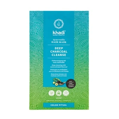 Abbildung von khadi DEEP CHARCOAL CLEANSE Ayurvedische Haarmaske, Tiefenreinigung mit Amla Aktivkohle, befreit das Haar von Silikon &amp; Stylingrückstände, 100% pflanzlich vegan, Zertifizierte Naturkosmetik, 50g