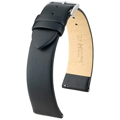 Abbildung von HIRSCH Uhren Armband Toronto L Uhr Band aus italienischem Kalbs Leder mit feiner Narbung Schwarz 20 mm