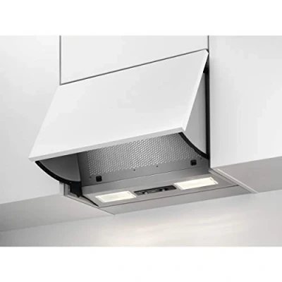 Abbildung von AEG DEB1621S Dunstabzugshaube (Einbau) / klappbar mit 3 Leistungsstufen 59,8 cm Einbau Vlies Fettfilter LED Beleuchtung 66,1 kWh pro Jahr grau