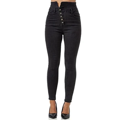 Abbildung von Elara Damen Jeans Stretch Chunkyrayan JS999 Schwarz 38 (M)